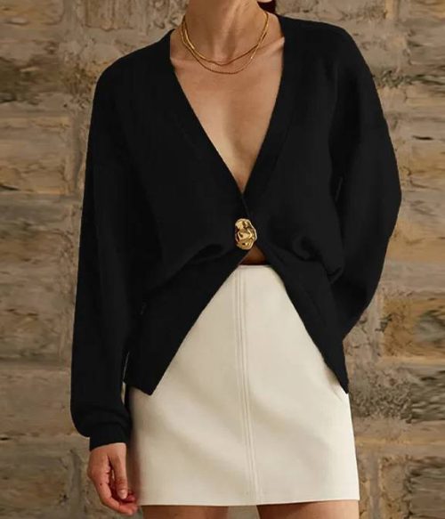 V-Neck Button Knitted Cardigan