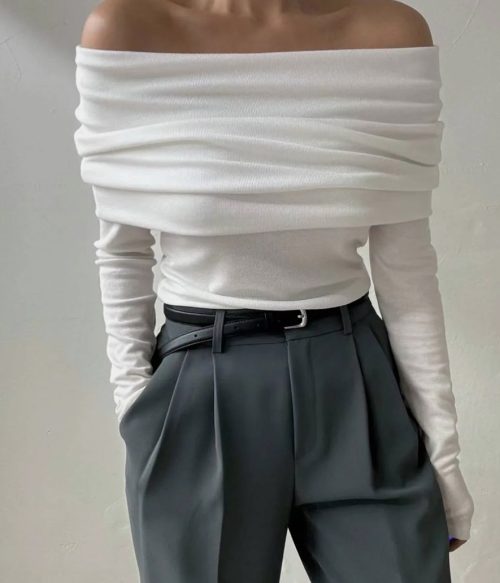 One-shoulder Chest-wrap Sweater