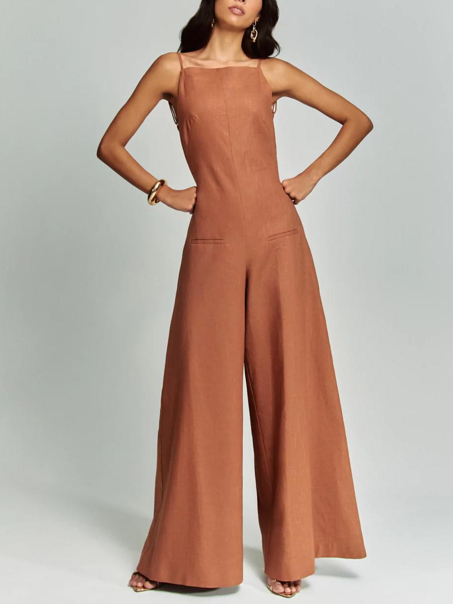 Casual Classic Suspender Wide Leg Jumpsuit - Image 4