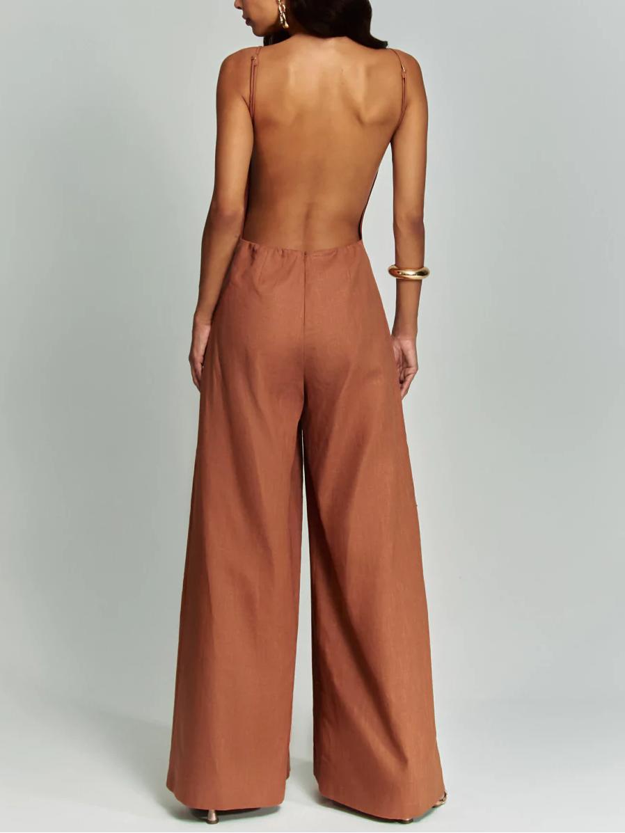 Casual Classic Suspender Wide Leg Jumpsuit - Image 5