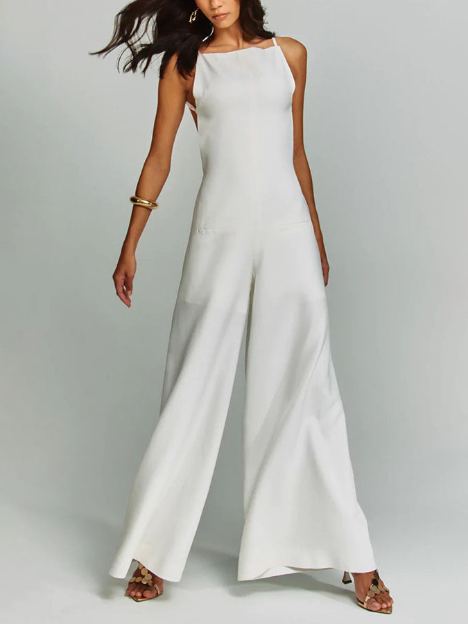 Casual Classic Suspender Wide Leg Jumpsuit - Image 3