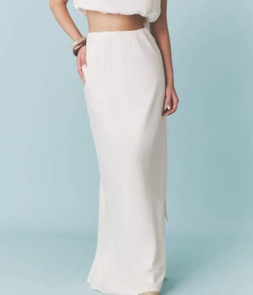 Minimalist Ribbon Top And Skirt Suit-Skirt