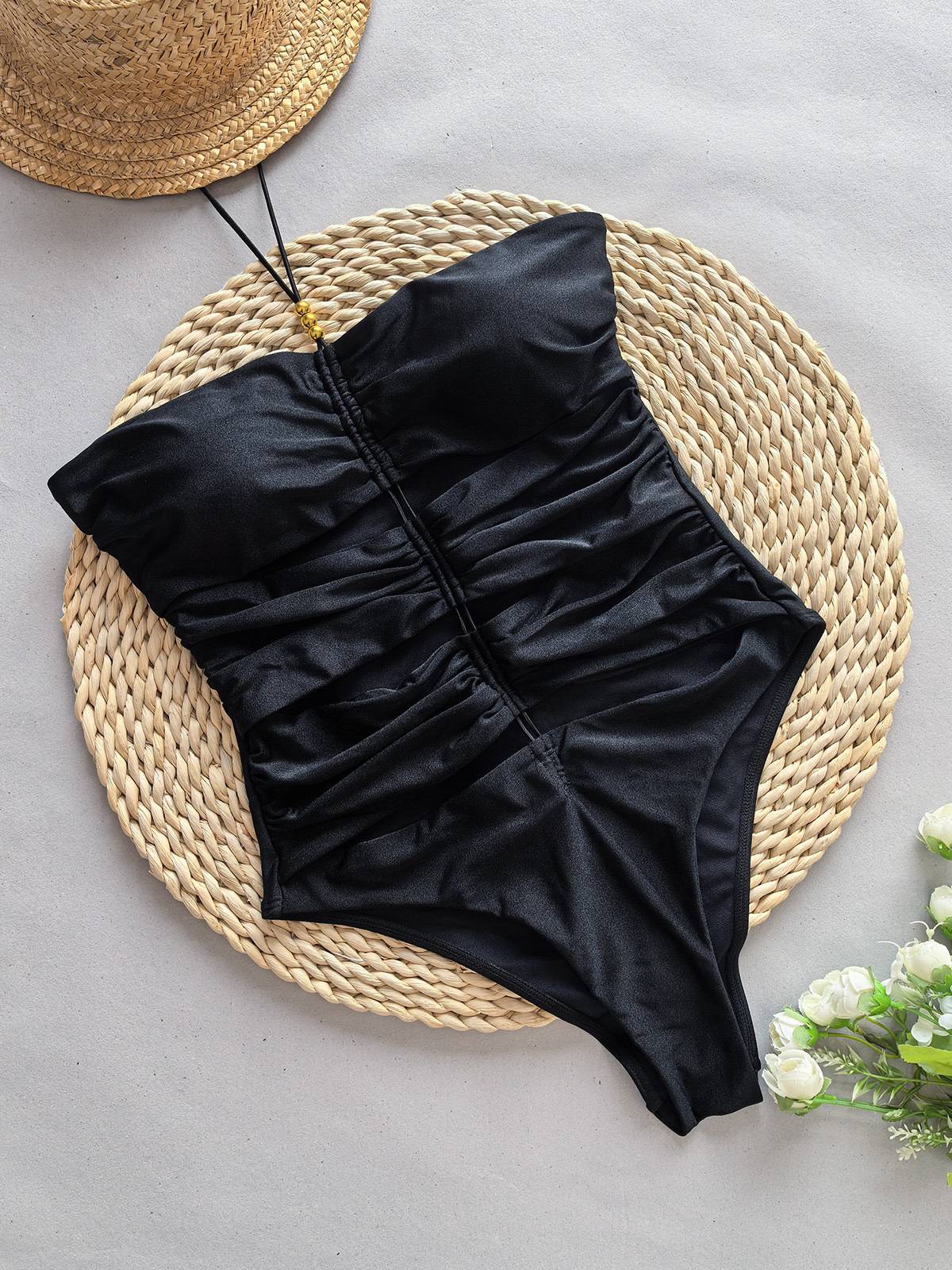 Halter Hollow One-Piece Swimsuit - Image 5