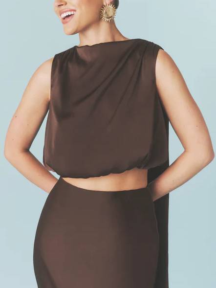 Minimalist Ribbon Top And Skirt Suit-Skirt - Image 6